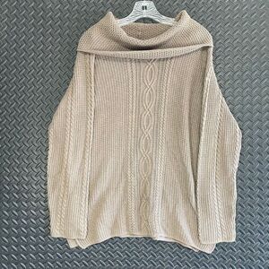 Jeanne Pierre Light‎ Brown Cable Knitted Cowl Neck Women's Pullover Sweater Sz L